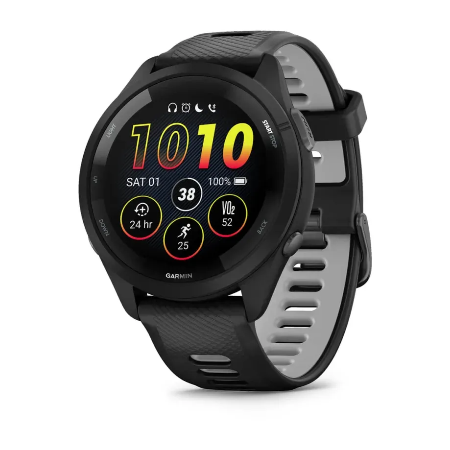 Garmin Forerunner 265 Black Must lukk ja korpus musta/suitsuhalli silikoonist käerihmaga