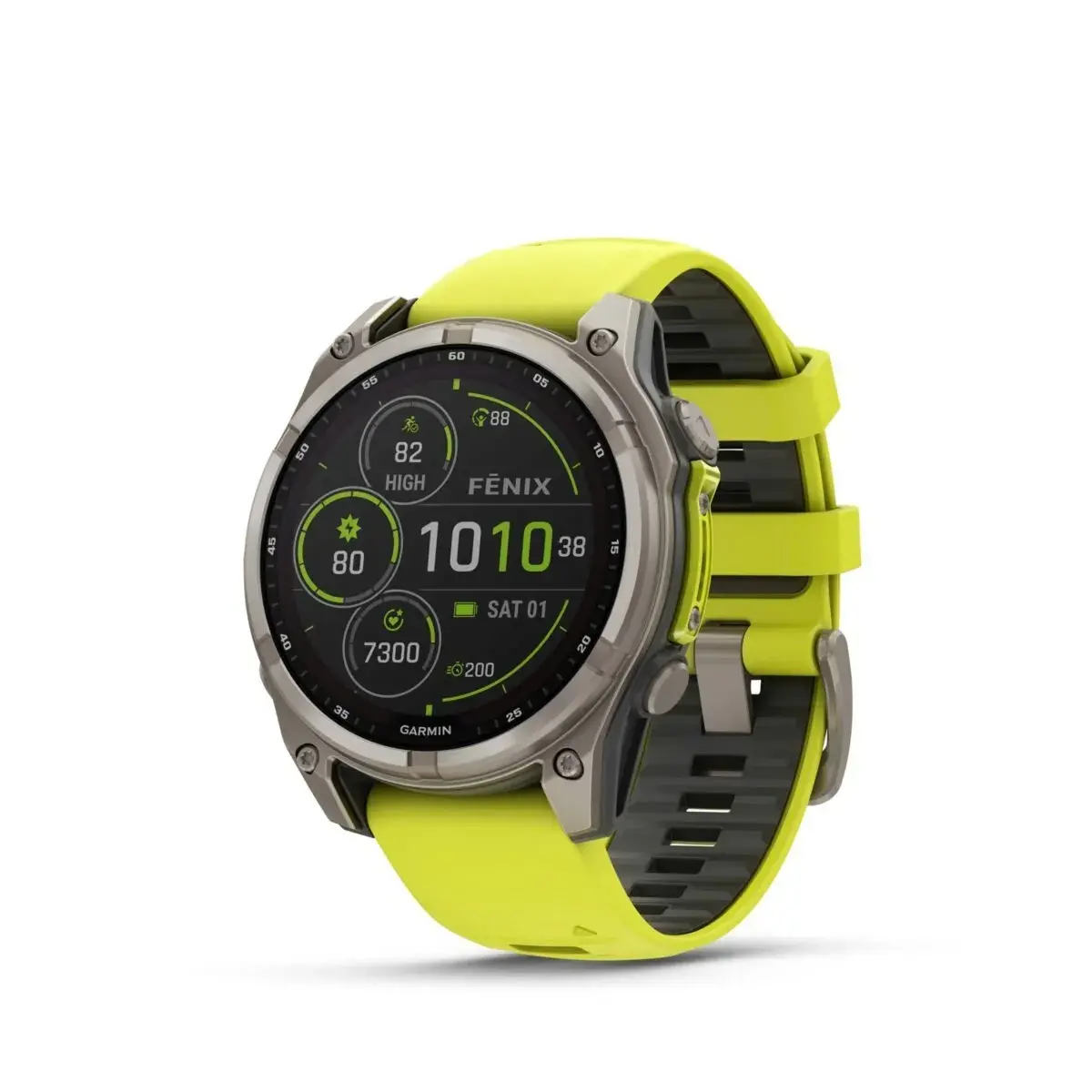 Garmin Fenix 8 Sapphire Solar Amp Yellow Graphite 47mm Titaanist kollase rihmaga 47mm