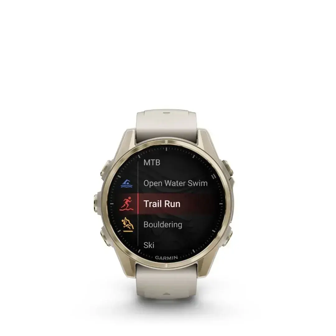 Garmin Fenix 8 AMOLED Sapphire Soft Gold Gray 43mm Pehme kuldne halli rihmaga