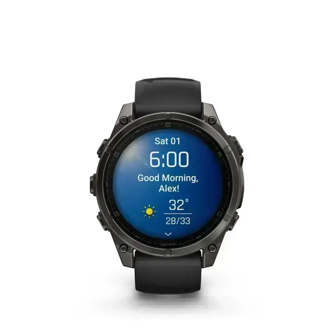 Garmin Fenix 8 AMOLED Sapphire Carbon Gray Black 51mm Söehall DLC titaankate musta rihmaga 51mm
