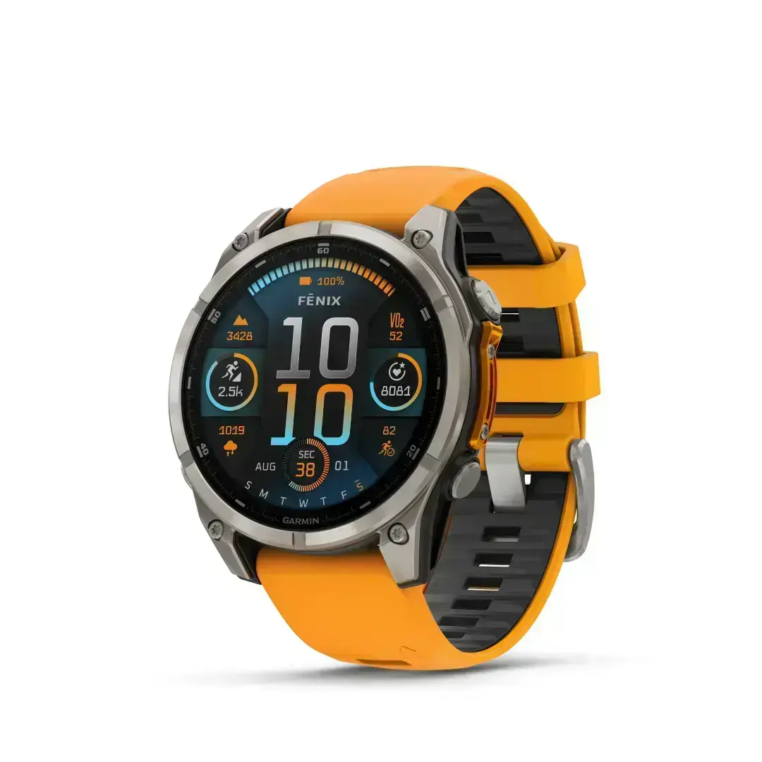 Garmin Fenix 8 AMOLED Sapphire Graphite Orange 51mm Titaanist erksavärvilise oranži rihmaga