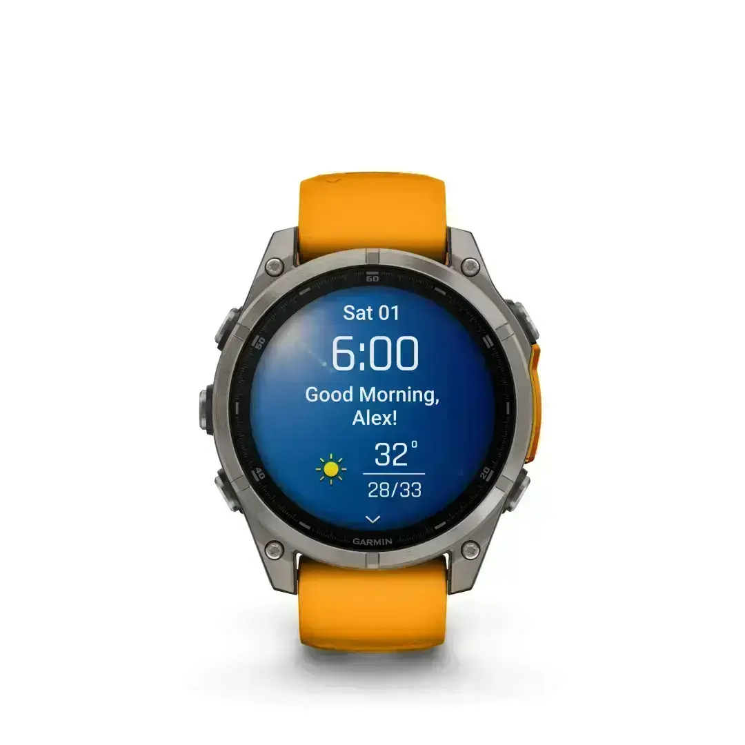 Garmin Fenix 8 AMOLED Sapphire Graphite Orange 51mm Titaanist erksavärvilise oranži rihmaga