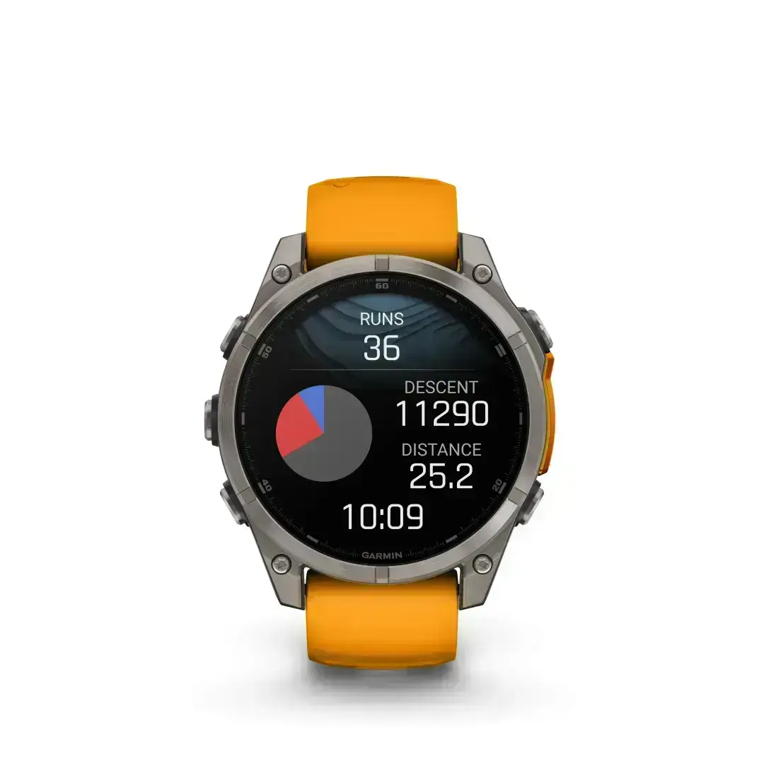 Garmin Fenix 8 AMOLED Sapphire Graphite Orange 51mm Titaanist erksavärvilise oranži rihmaga