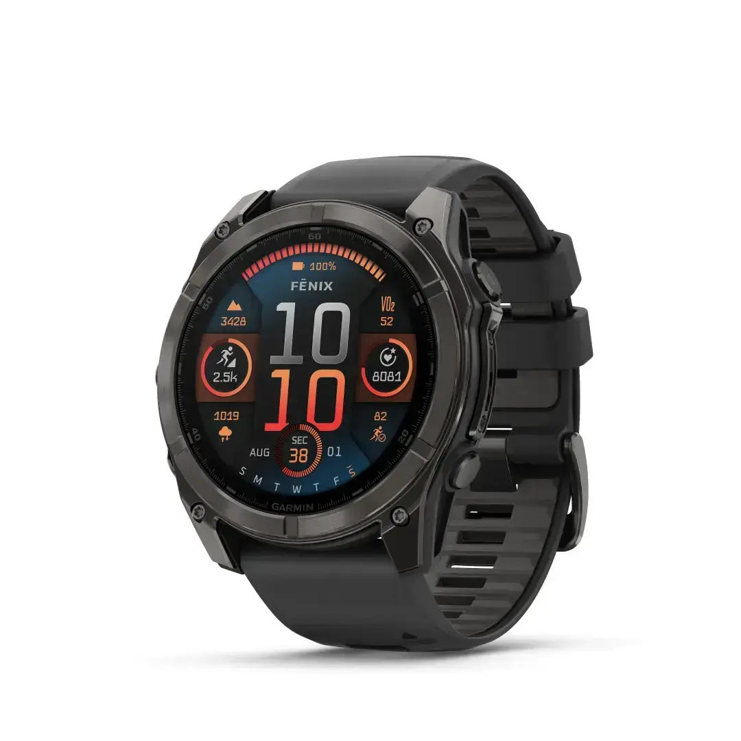Garmin Fenix 8 AMOLED Sapphire Carbon Gray Black 51mm Söehall DLC titaankate musta rihmaga 51mm