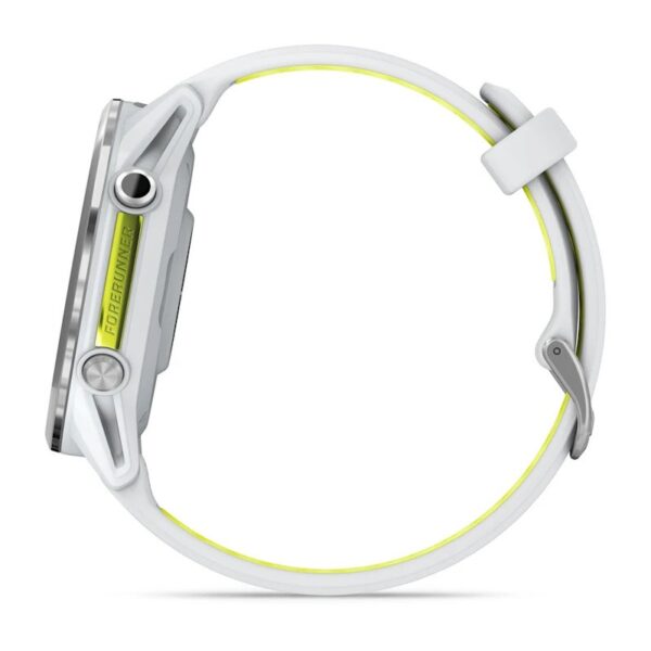 Garmin Forerunner 970 Whitestone Yellow Titaanist valge kiviring ja valge kivi/läbipaistev võimendi kollane rihm