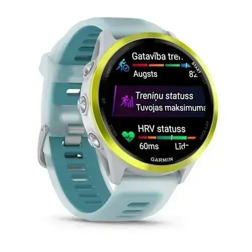 Garmin Forerunner 570 Amp Yellow 47mm Banaanikollane alumiinium, läbipaistev valge kivi/türkiissinine rihm