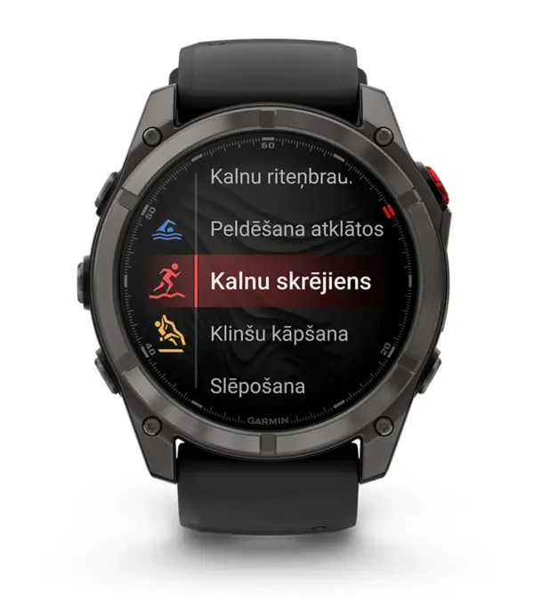 Garmin Fenix 8 Pro AMOLED Sapphire Carbon Gray Black 47mm Süsinikhall teemandilaadsest süsinikust kattega titaan musta/kivihalli silikoonrihmaga 47mm