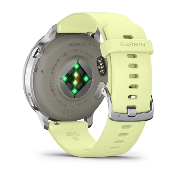 Venu 4 Silver Yellow 45mm Sudraba krāsā ar citronu krāsas silikona siksniņu 45mm