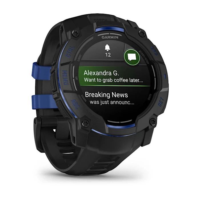 Garmin Instinct 3 Amoled Black Bolt Blue 50 mm Must koos läikivsinise/musta rihmaga - amoled