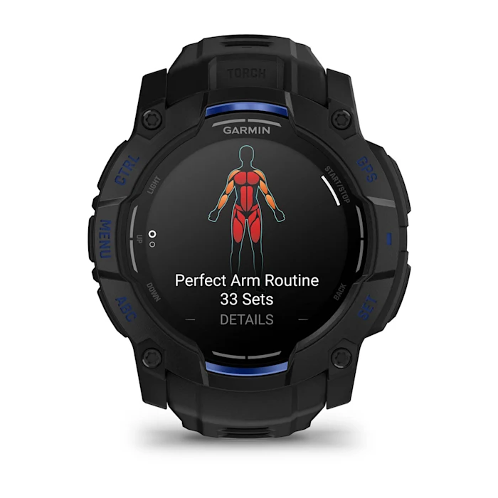 Garmin Instinct 3 Amoled Black Bolt Blue 50 mm Must koos läikivsinise/musta rihmaga - amoled