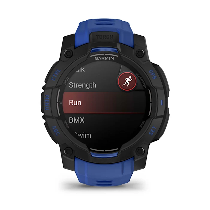 Garmin Instinct 3 Amoled Black Bolt Blue 45mm Must koos läikivsinise/musta rihmaga - amoled