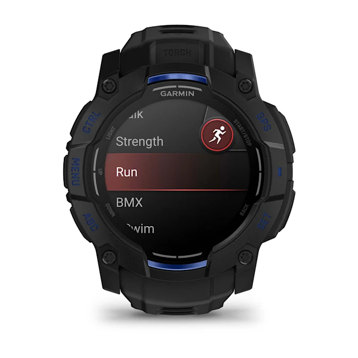 Garmin Instinct 3 Amoled Black Bolt Blue 50 mm Must koos läikivsinise/musta rihmaga - amoled