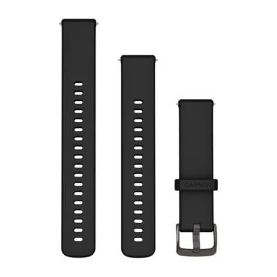 Ātri atvienojamas pulksteņa siksniņas (18 mm), Melns silikons, Metāla detaļas zilganpelēkā tonī Garmin Quick Release 18 mm Watch Band Black Silicone / Slate