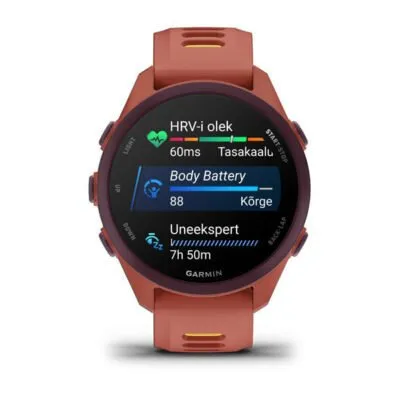 Garmin Forerunner 170 Music Tumeroosa koos tumeroosa/oranžikaskollase rimaga