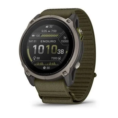Garmin Enduro 4 Titanium / Dark Olive ComfortFit Fabric Band